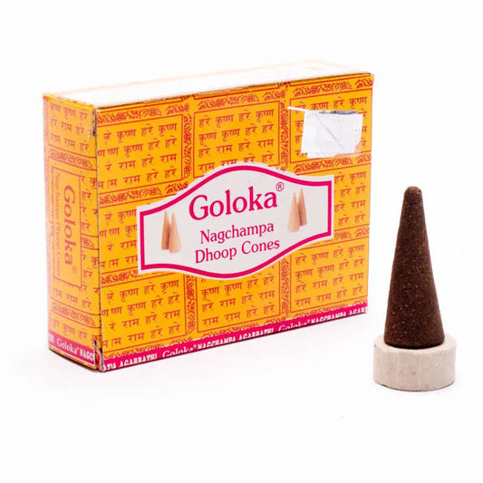 Rökelsekoner Goloka Nagchampa Dhoop – 20 g burk