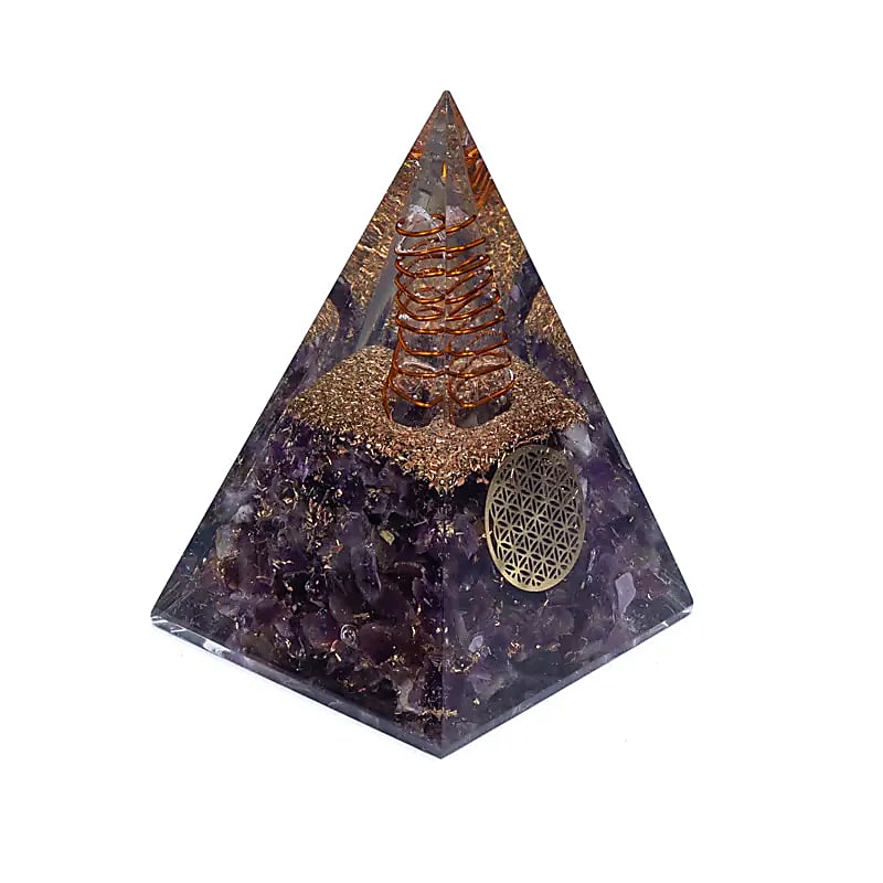 Orgonit Pyramid Amethyst med Livets Blomma