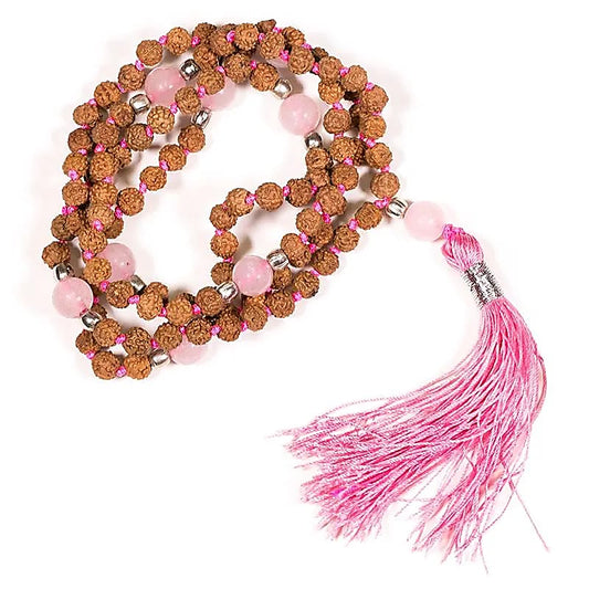 Mala Rudraksha och rosenkvarts